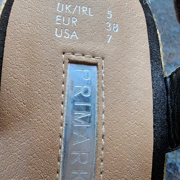 Primark Black Textile Strappy Wedges Size 7 - Picture 5 of 16